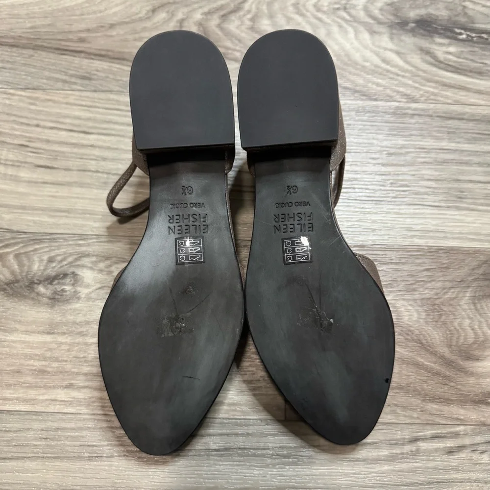Eileen Fisher Mica Lyton D'Orday Flats Metallic Suede Leather Size 6.5